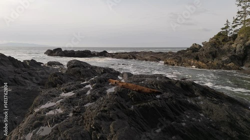 Wallpaper Mural Waves Gently Crashing on the Rocky Coast of Vancouver Island at Sunset Torontodigital.ca