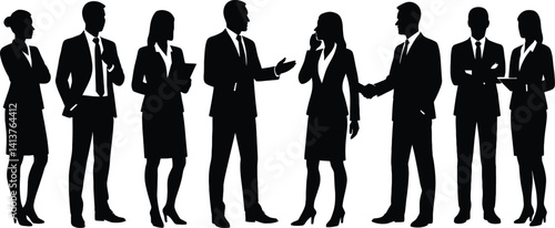 Vector silhouettes of people, Business men and women