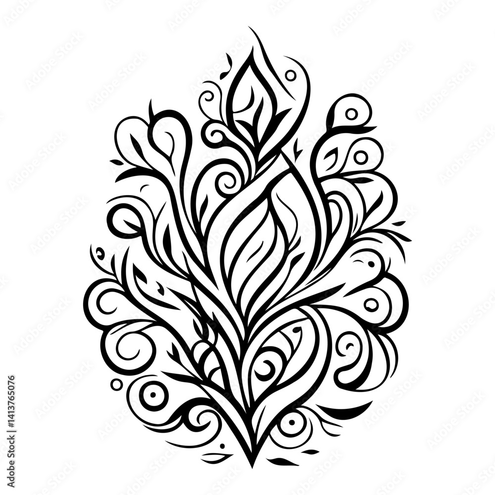 Obraz premium Ornamental Flourish Design, Elegant Swirls Element