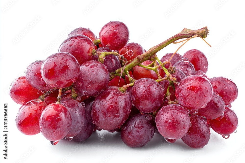 Fresh Red Grapes with Water Droplets on a White Background Studio Shot Fresh Red Grapes with Water Droplets on a White Background Studio Shot