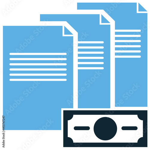 Documentation fee icon vector for handling paperwork, export import processing, and trade document cost. Ideal for freight billing, customs clearance, and transaction record illustration.