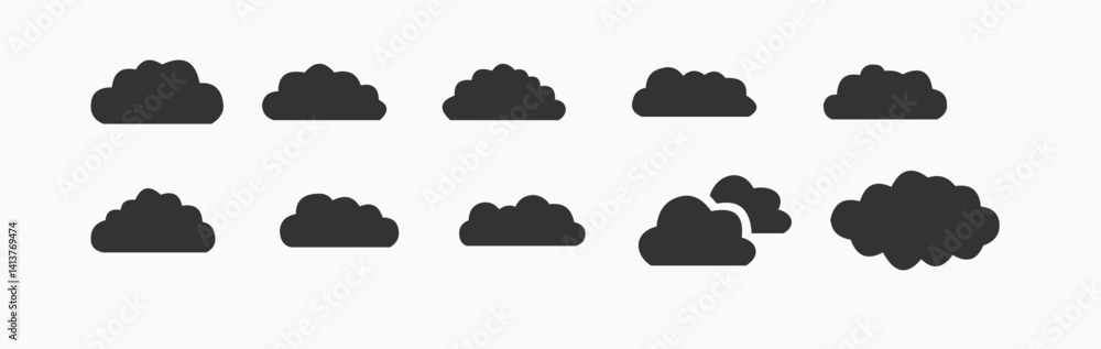 Cloud icon set. Simple cloudy shapes. Cartoon white puffy, fluffy and cumulus clouds in blue sky. Abstract comic weather elements. Cloud Vector Stock Collection Cloud icon set. Simple cloudy shapes. Cartoon white puffy, fluffy and cumulus clouds in blue sky. Abstract comic weather elements. Cloud Vector Stock Collection
