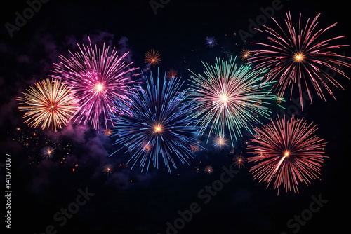 colorful fireworks on a black background