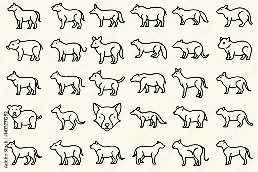 Obraz premium Animals Line Art Icon