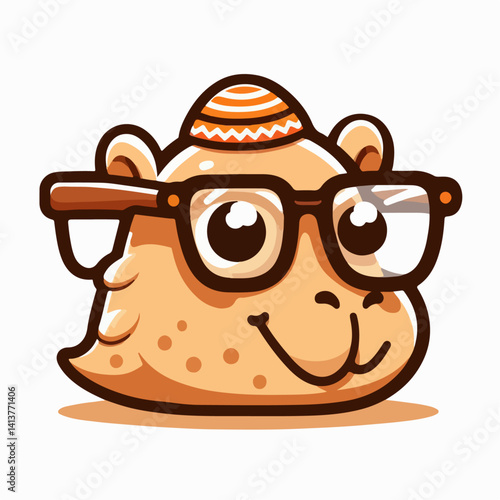 cartoon camel wearing glasses vector illustration