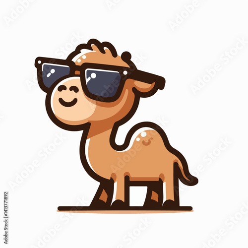 cartoon camel wearing glasses vector illustration