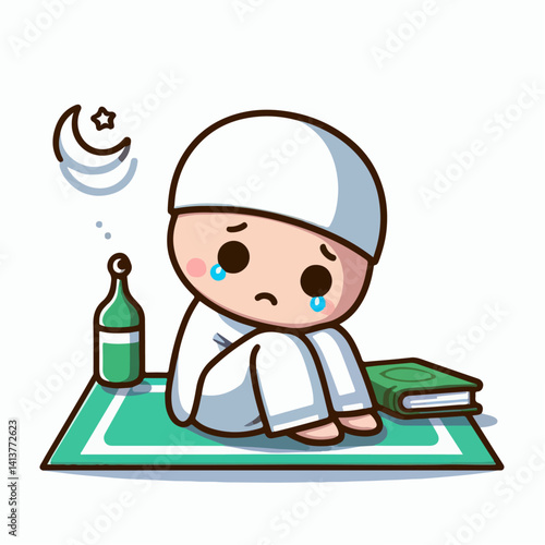 islamic cartoon vector illustration of crying person