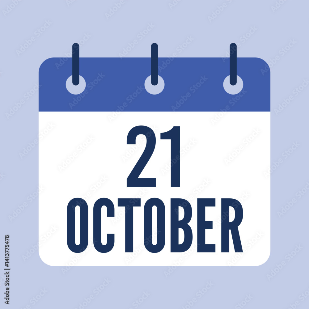 21 October Calendar, Isolated Vector Calendar. 21 October Calendar, Isolated Vector Calendar.