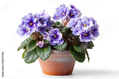 Wallpaper Mural Blooming African Violet Plant in Ceramic Pot Isolated on White Torontodigital.ca