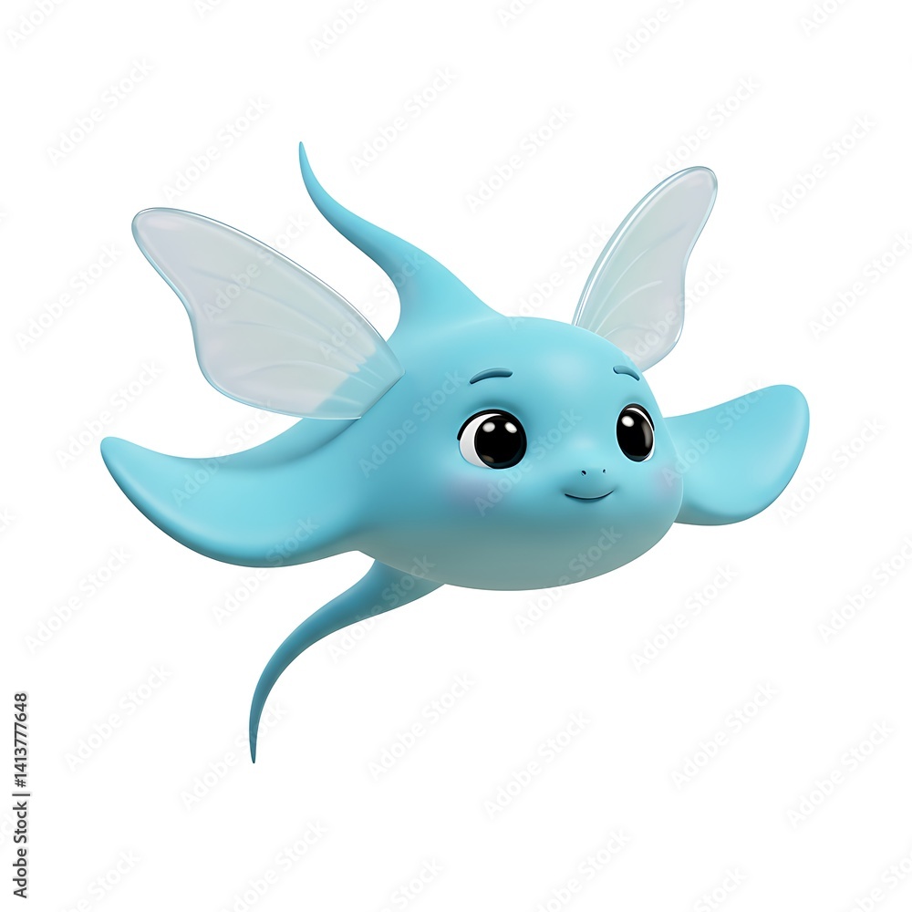 Obraz premium Blue Flying Ray with Cute Face