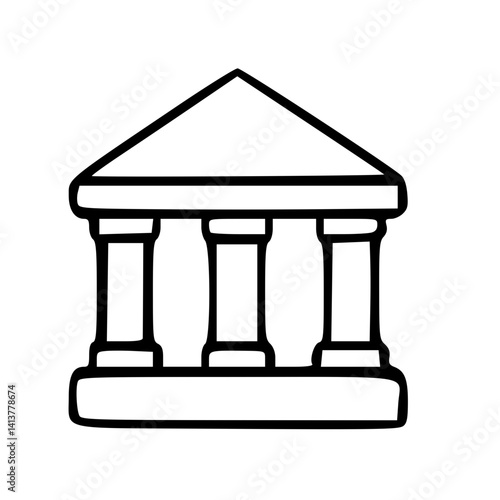 Simple Bank Building Outline Icon