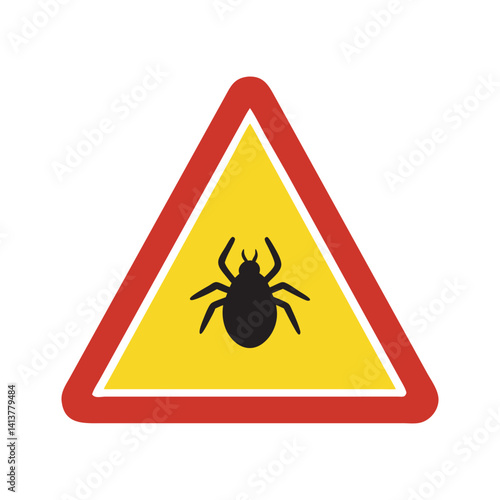 Warning Sign Beware of Ticks,  Silhouette of a dangerous mite warning sign. Dangerous ticks that cause allergies, prohibition of red circles and prevention of mite bites. Vector illustration