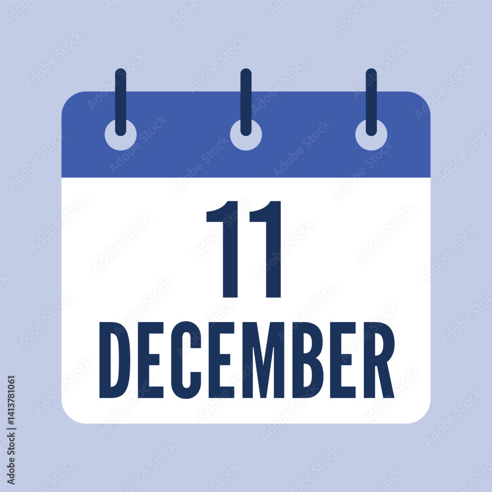 11 December Calendar, Isolated Vector Calendar. 11 December Calendar, Isolated Vector Calendar.