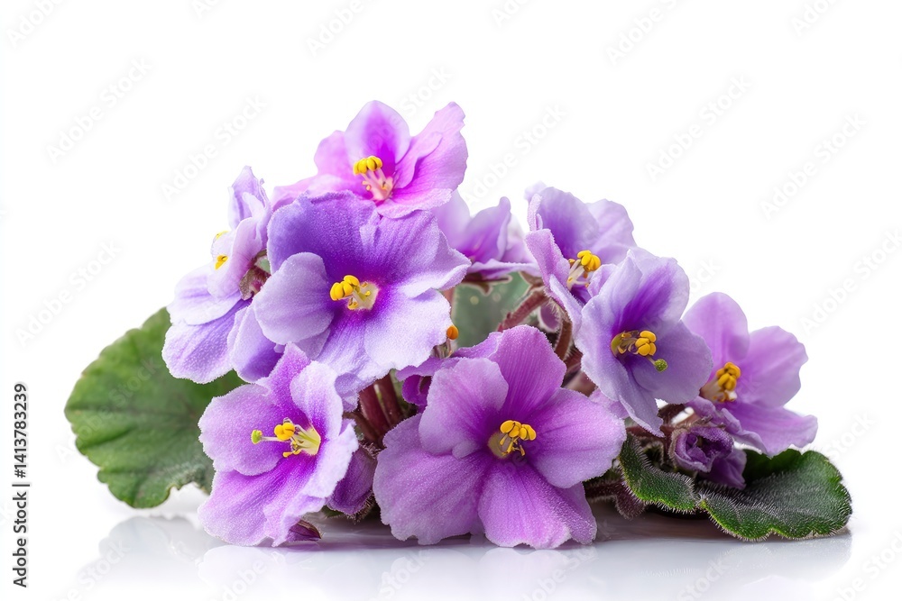 Obraz premium Delicate Lavender African Violets: A Serene Floral Cluster