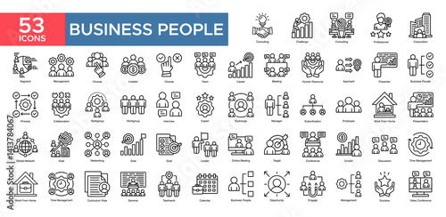 Business People collection set. Business People, Consulting , Challenge, Professional, Corporation, Segment, Management, Meeting, icon. Simple flat vector illustration
