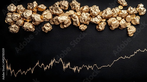 Strategic investment insights financial analysis gold market trends flatlay high-contrast economic growth