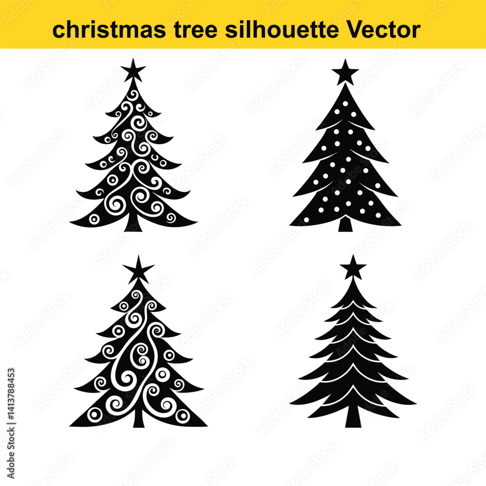 Obraz premium A vector set features green pine and fir Christmas trees, perfect for winter holiday season decoration.