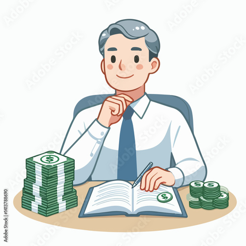 vector illustration of a billionaire