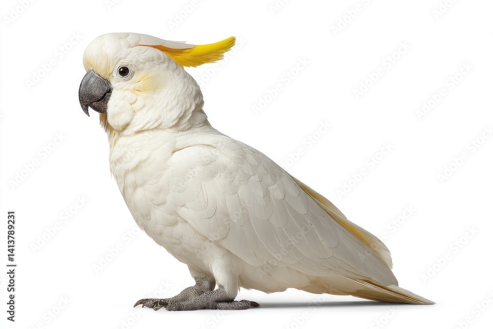 Elegant Sulphur-crested Cockatoo: A Pristine White Portrait Elegant Sulphur-crested Cockatoo: A Pristine White Portrait