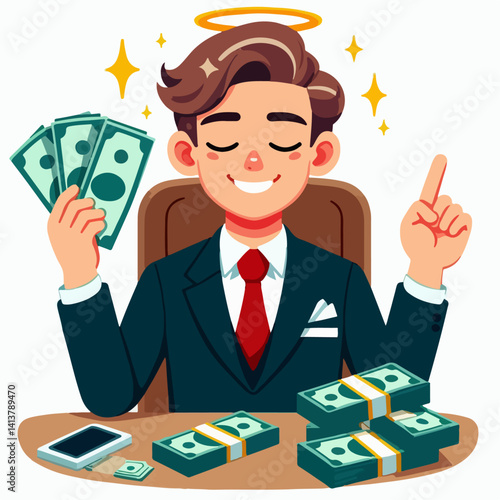 vector illustration of a billionaire