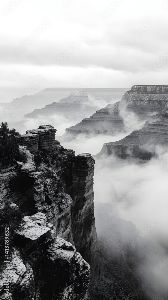 Mystical Elegance of Misty Mountains: A Dance of Nature and Sky Unfolding Beyond the Horizon’s Embrace
