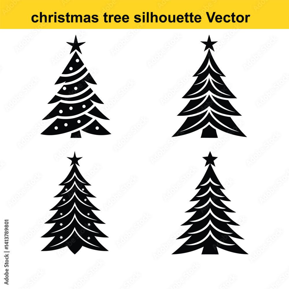 Obraz premium A vector set features green pine and fir Christmas trees, perfect for winter holiday season decoration.