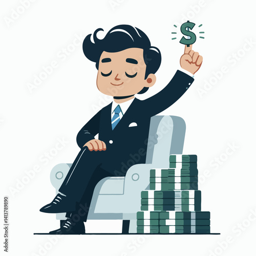 vector illustration of a billionaire
