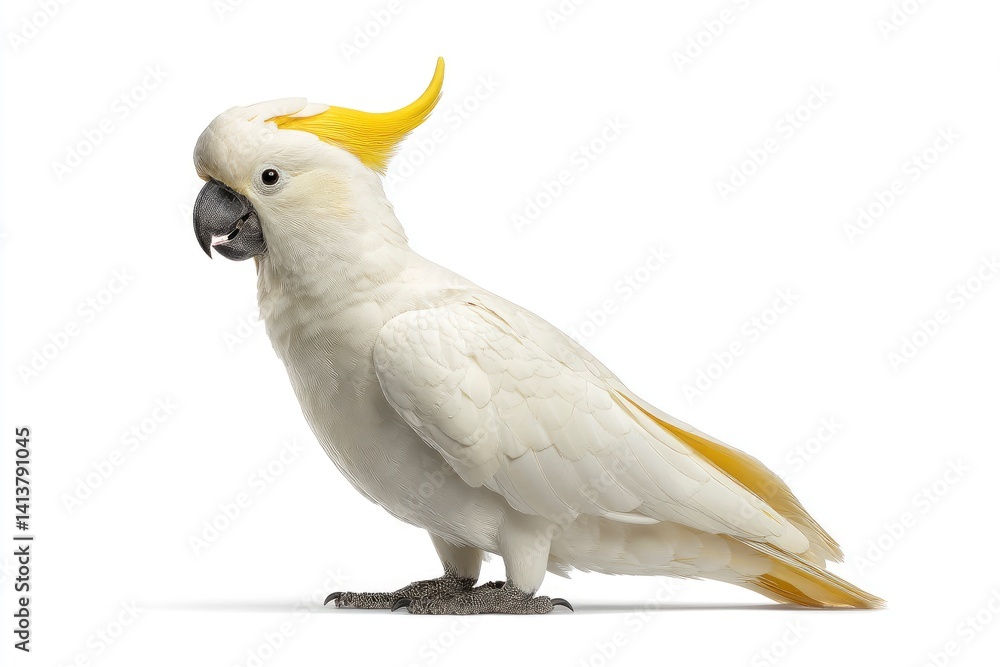Elegant Sulphur-Crested Cockatoo: A Pristine White Portrait Elegant Sulphur-Crested Cockatoo: A Pristine White Portrait