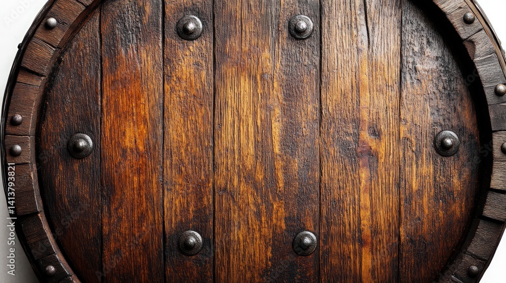 Fototapeta premium Aged wooden shield-shaped barrel