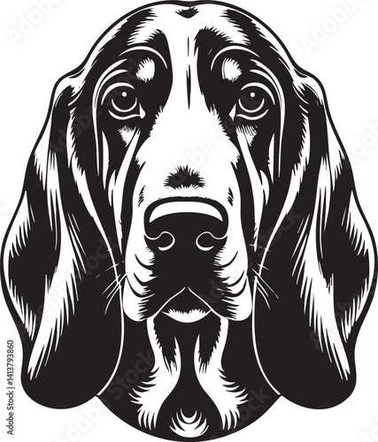 Basset Hound Dog Black EPS Vector Outline