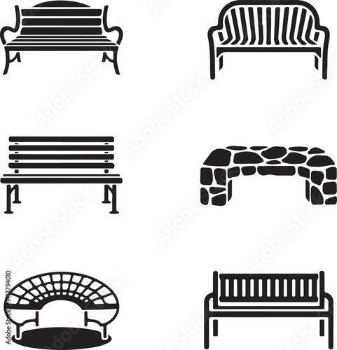 different bench styles against a clean white background