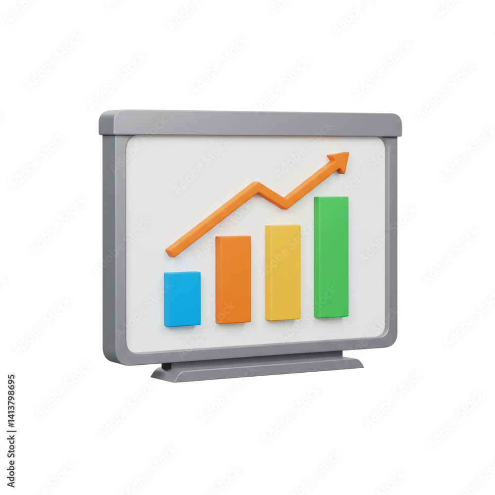 3D Computer Screen with Rising Chart Business Data Analysis Market Trends Investment Report Financial Gain 3D Computer Screen with Rising Chart Business Data Analysis Market Trends Investment Report Financial Gain
