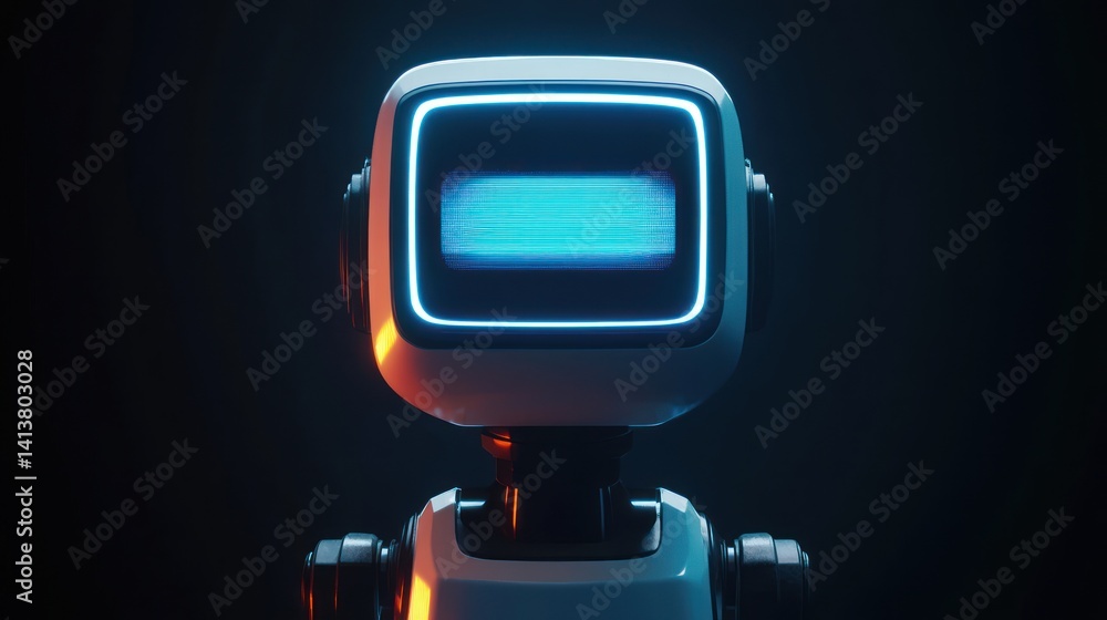 Futuristic Robot with Glowing Screen