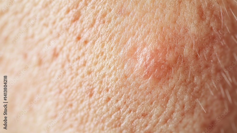 Fototapeta premium a macro shot focusing on human skin texture and detail displaying various imperfections and irregularities and subtle coloring variations with a dry skin effect
