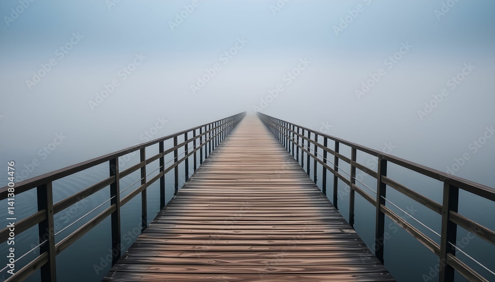 Fototapeta premium Mystical Bridge to Nowhere in a Sea of Fog and Tranquility