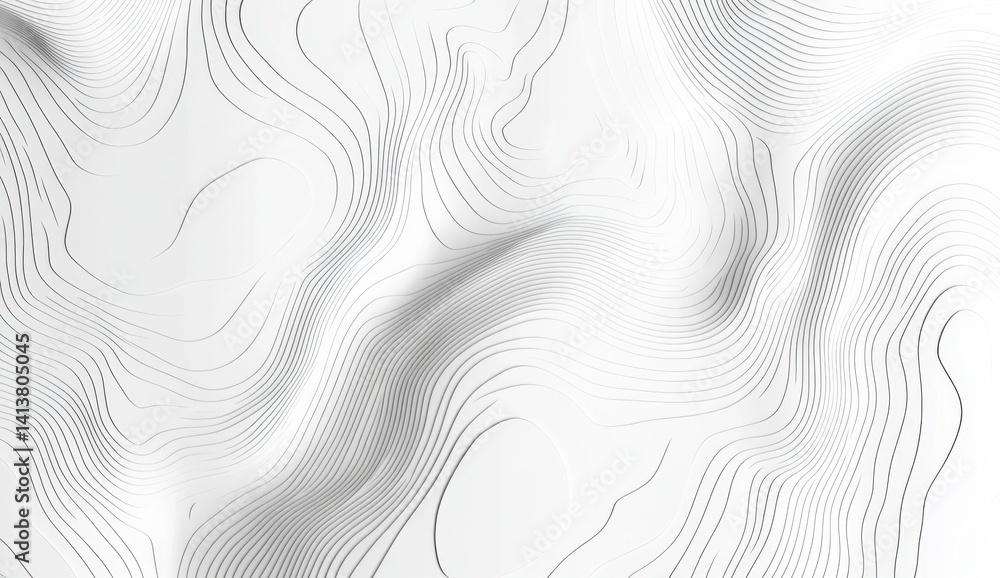 Abstract white wavy lines, 3D topographic texture background. Abstract white wavy lines, 3D topographic texture background.