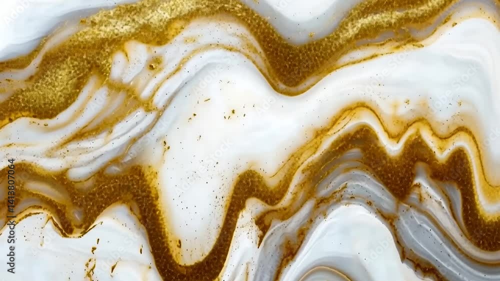 Abstract painting with gold and white swirls Abstract painting with gold and white swirls