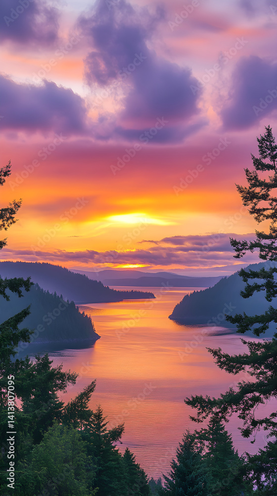 Tranquil Moments: Embracing the Timeless Beauty of a Mellow Sunset Over Serene Waters