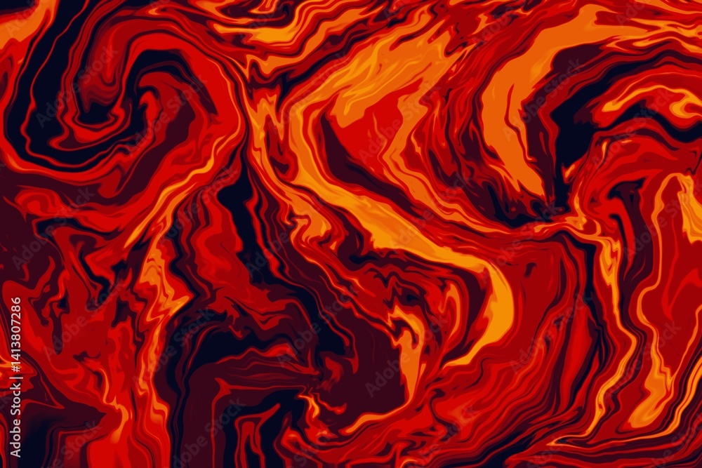 Fototapeta premium 炎のように揺らめく赤とオレンジのマーブル模様 | Fiery Red and Orange Marble Pattern名称未設定のアートワーク