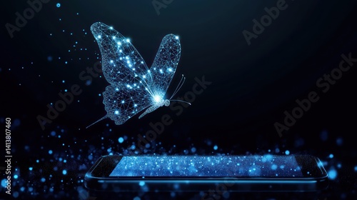 Digital Butterfly Emerging from Smartphone Screen (1)