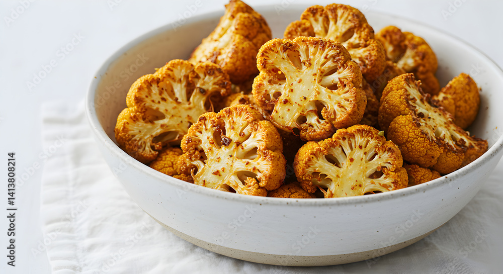 Roasted Cauliflower Florets Served in a Rustic Ceramic Bowl for a Vegan Feast Roasted Cauliflower Florets Served in a Rustic Ceramic Bowl for a Vegan Feast