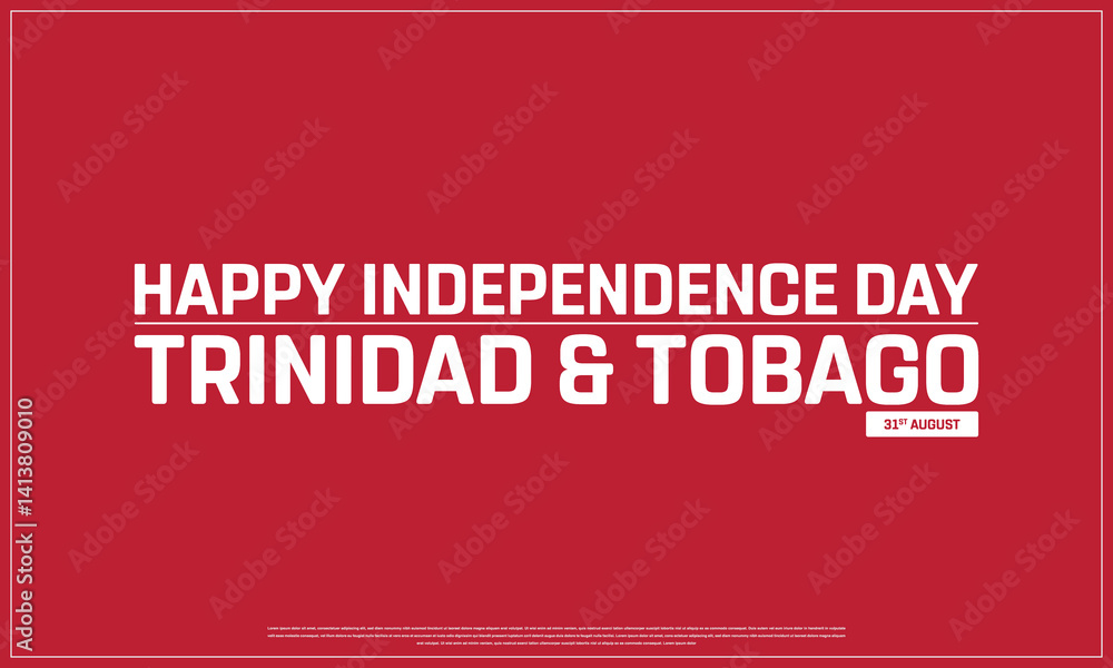 Trinidad and Tobago Independence Day on a red background, Vector design of Independence Day of Trinidad and Tobago, Flag typography of Trinidad and Tobago Trinidad and Tobago Independence Day on a red background, Vector design of Independence Day of Trinidad and Tobago, Flag typography of Trinidad and Tobago