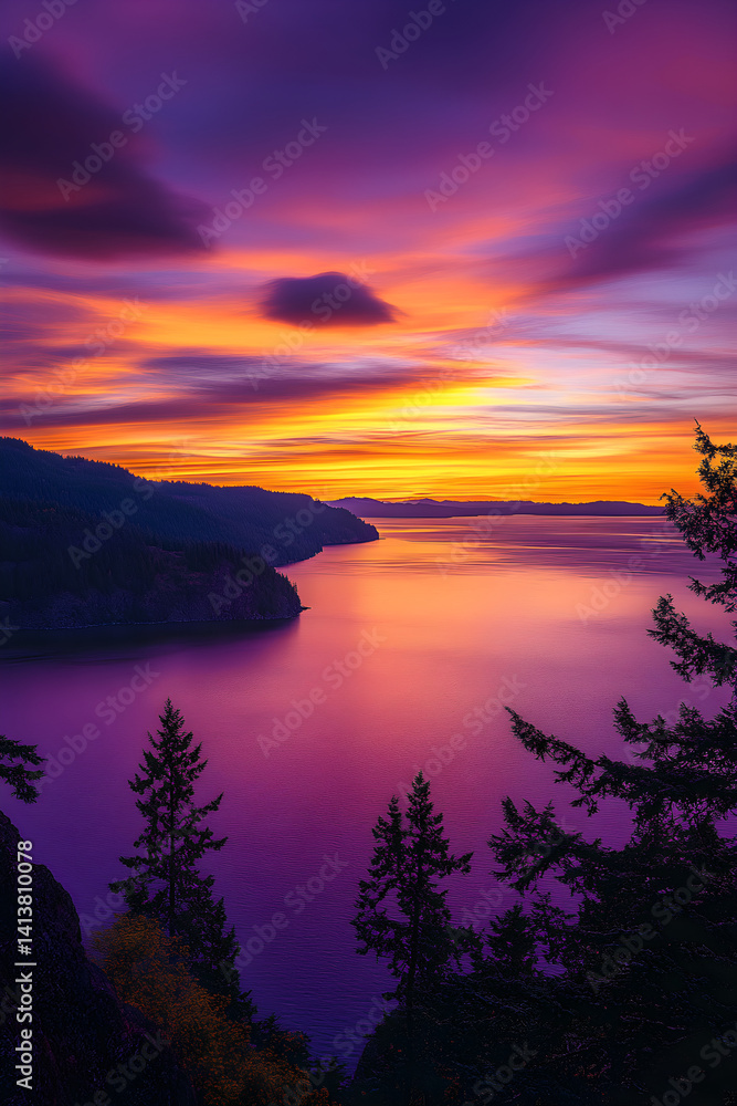 Tranquil Moments: Embracing the Timeless Beauty of a Mellow Sunset Over Serene Waters