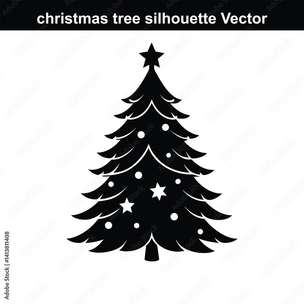 Obraz premium Green christmas tree vector illustration depicts a festive winter holiday evergreen.
