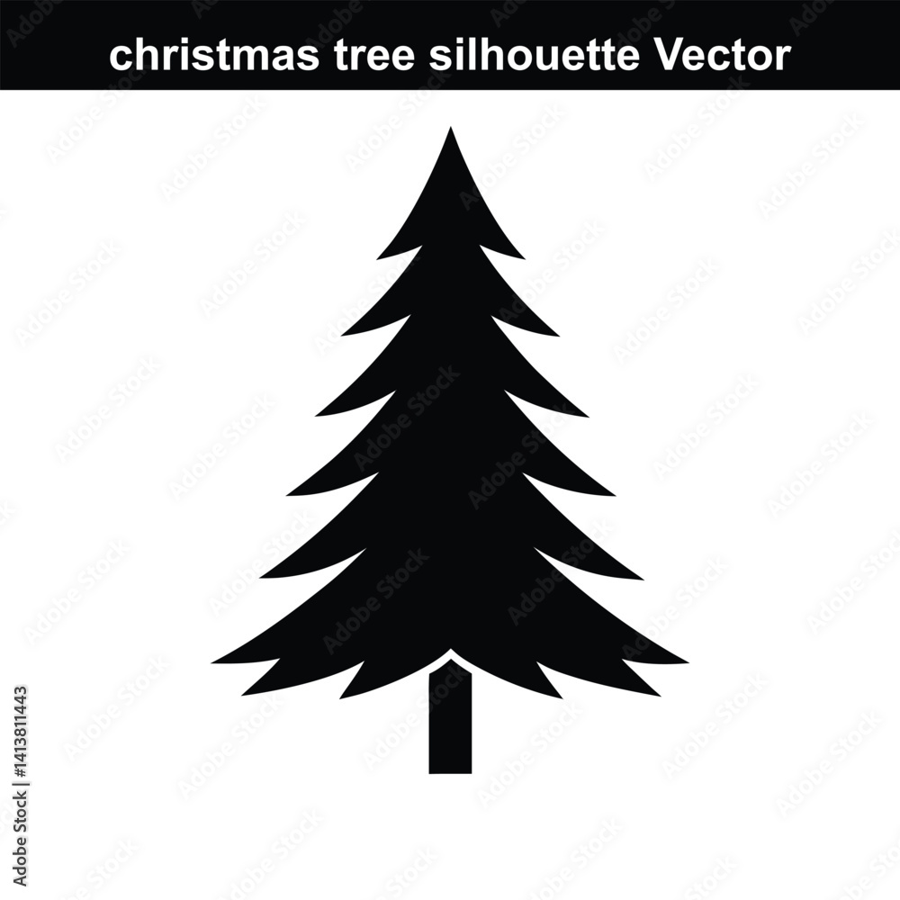 Obraz premium Green christmas tree vector illustration depicts a festive winter holiday evergreen.