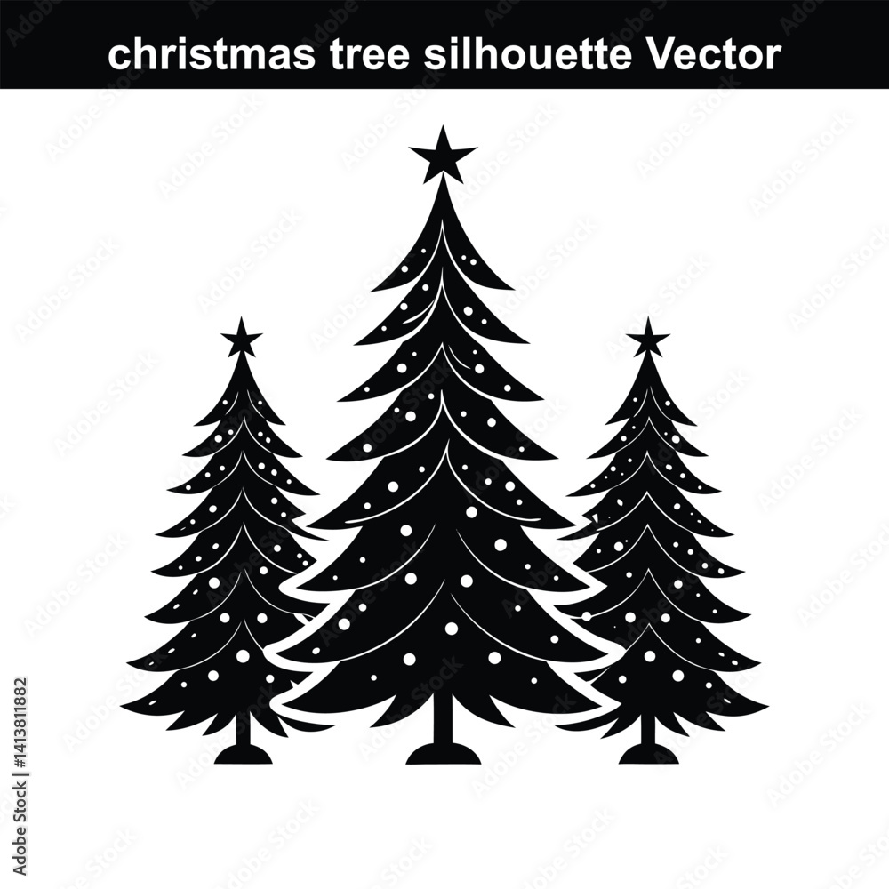 Fototapeta premium Green christmas tree vector illustration depicts a festive winter holiday evergreen.