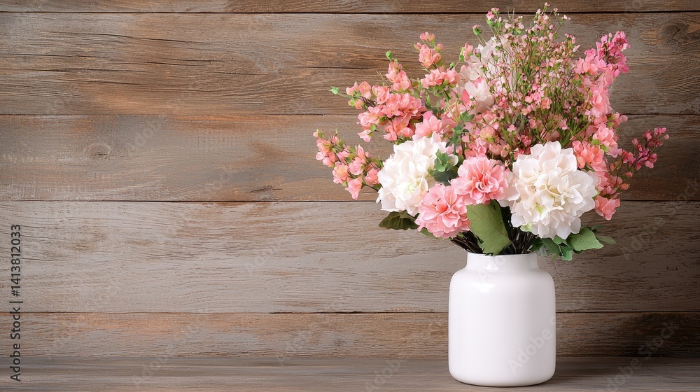 Pastel pink and white flowers in rustic vase soft gentle dreamy floral image Pastel pink and white flowers in rustic vase soft gentle dreamy floral image