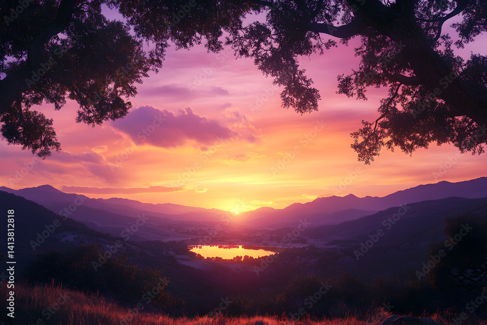 Tranquil Moments: Embracing the Timeless Beauty of a Mellow Sunset Over Serene Waters