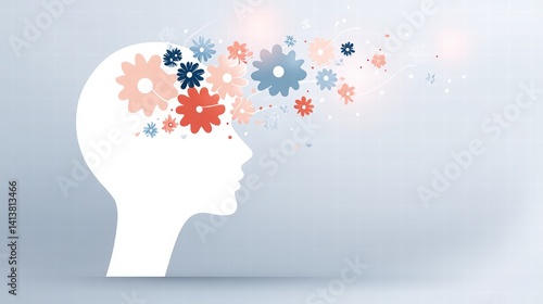 Wallpaper Mural Creative Concept of Thinking with Flowers in Human Silhouette Torontodigital.ca