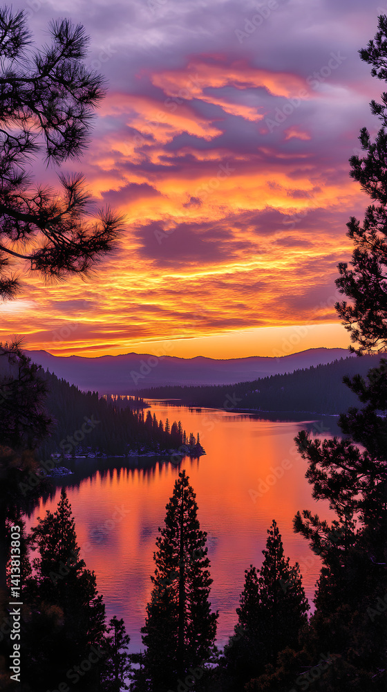 Tranquil Moments: Embracing the Timeless Beauty of a Mellow Sunset Over Serene Waters